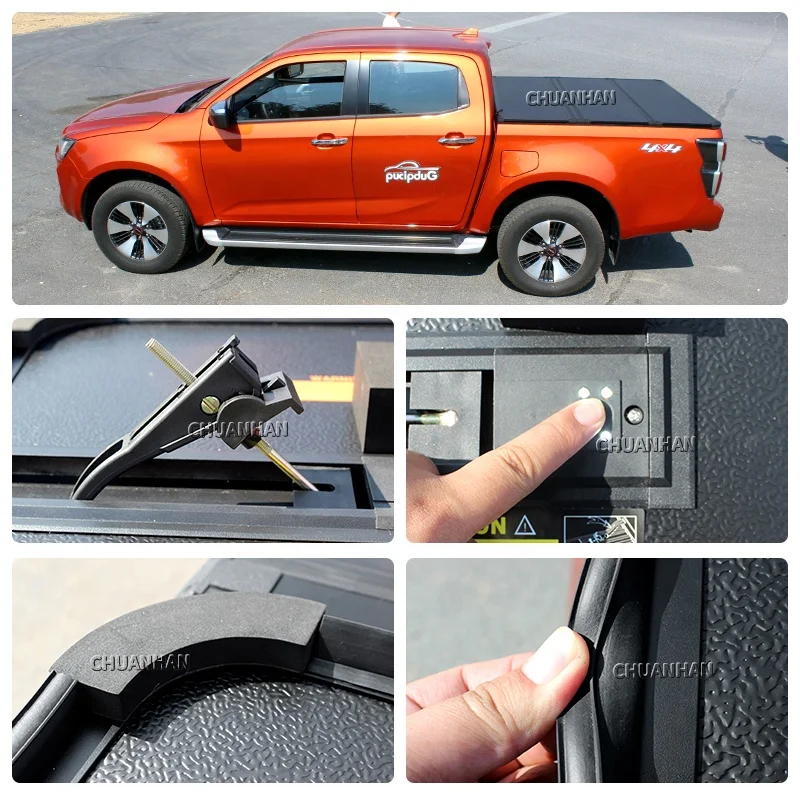 Тройной чехол Tonneau для Nissan Navara 2014 NP300 D22 электрический выдвижной грузовика