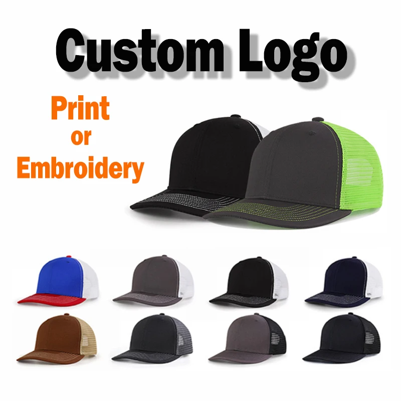 

New Custom Logo Baseball Caps Team Embroidery or Print Personalized Men Ladies Hip Hop Bone Trucker Hats Snapback Cap Gorras