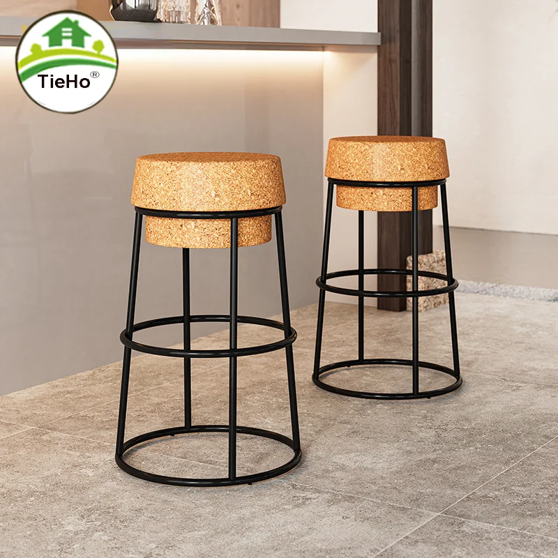 

Креативный скандинавский барный стул из пробки, современный простой высокий обеденный стул, дизайнерский круглый стул для кофейни, Минималистичная мебель для дома и кухни