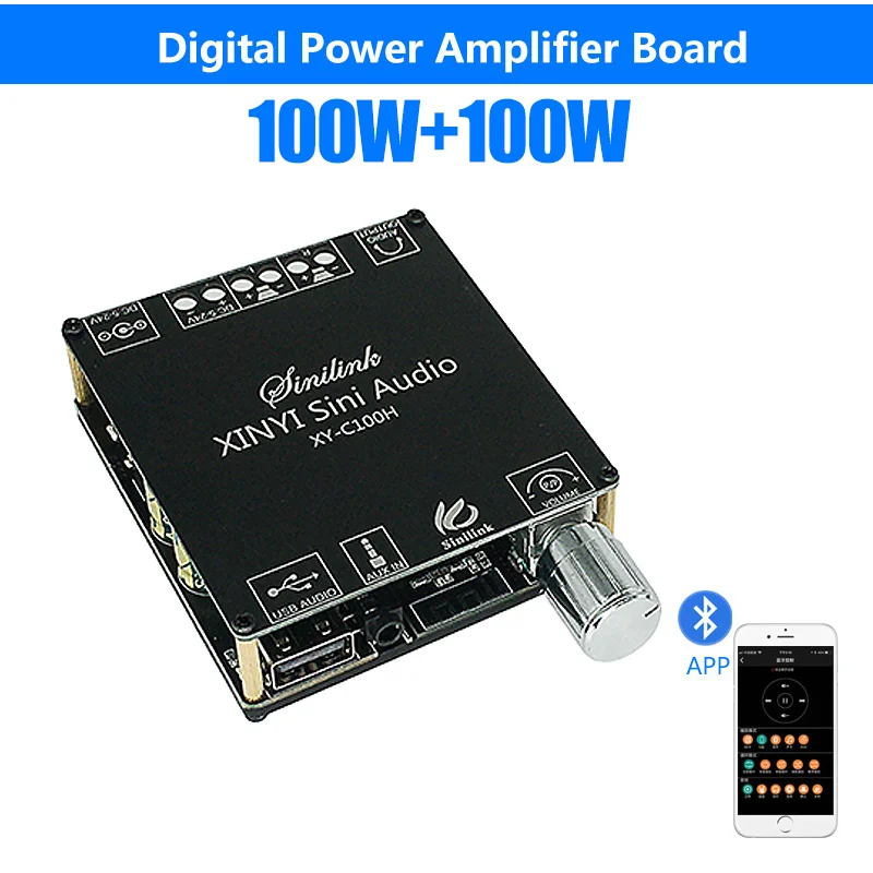 

100W+100W Stereo Bluetooth 5.0 Digital Power Amplifier Board HIFI2.0 TPA3116 Music Audio AMP Supports Android IOS Phones