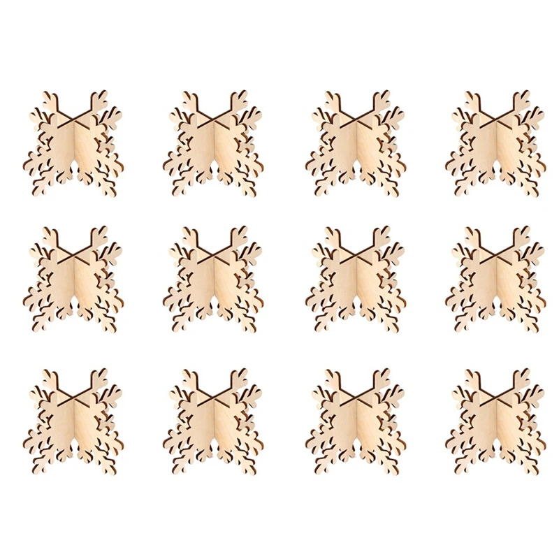 

SEWS-Christmas Wedding Holiday Home Decoration Ornaments Candlestick Block DIY Wooden Snowflake Christmas Candle Holder