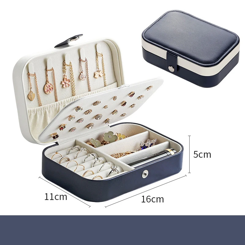 2022 Portable Jewelry Box Jewelry Organizer Display Travel Jewelry Case Boxes Button Leather Storage Zipper Jewelers Joyero