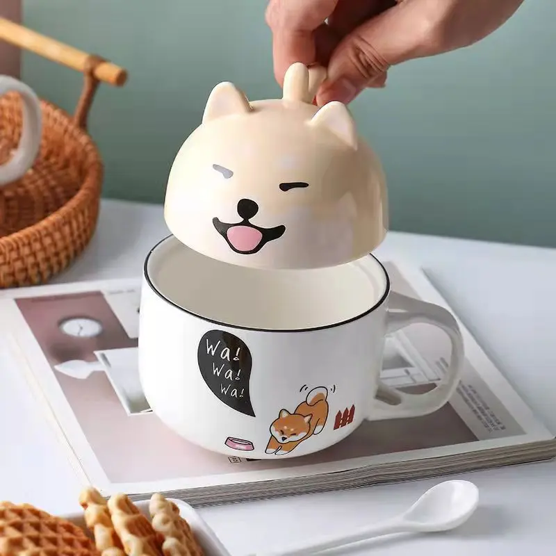 

Новинка, 350 мл, милая фотография животных, фотография, фотография, ложка с крышкой, стакан для кофе, молока, чая, чаша для завтрака, посуда для ...