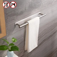 stainless steel bathroom towel rack silver towel holder hanger wall hanging towel bar without drilling home decoration