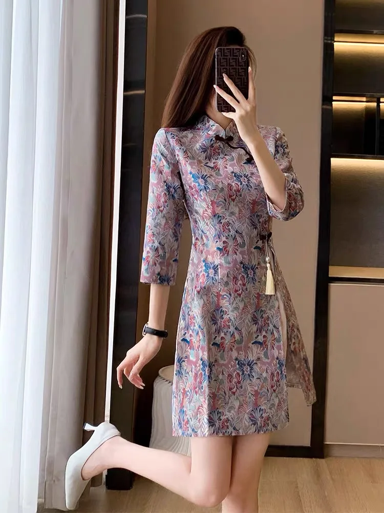 

Китайский Луна новогодние платья для молодых женщин трапециевидные Qipao