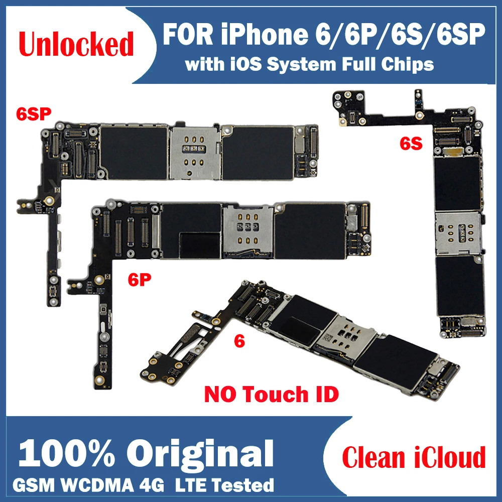 

Full Chips For iphone 6 4.7 inch Motherboard Free iCloud Original Unlocked for iphone 6S 6P 6S Plus Mainboard With/NoTouch ID