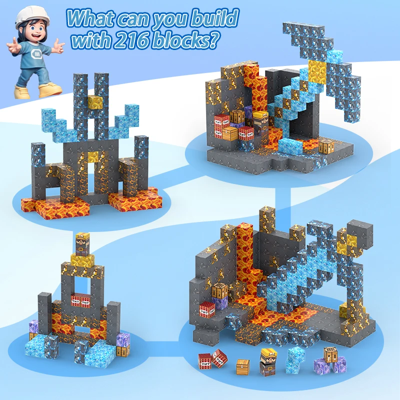 53-216 шт. магнитные строительные блоки Mine World Cube Magnet Set для мальчиков и девочек