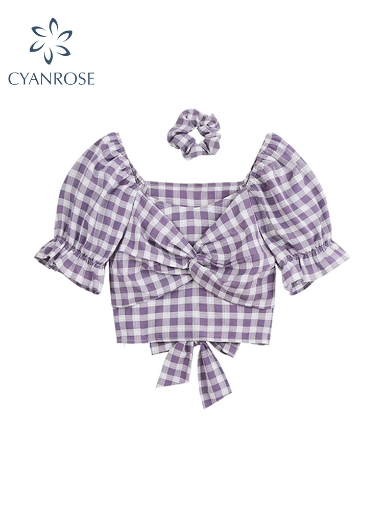 

Женская шифоновая рубашка, Модная элегантная повседневная винтажная блузка в Корейском стиле с квадратным воротником и пышными рукавами, к...