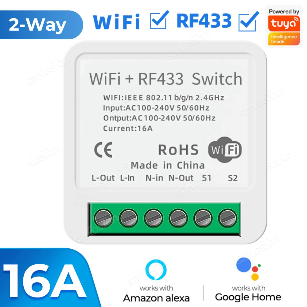 

Умный Wi-Fi переключатель SZKOSTON 16A