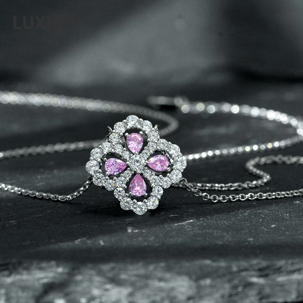 Роскошное ожерелье с подвеской в виде четырехлистного клевера из