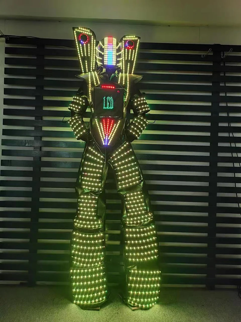 Светодиодный костюм шлем лазерные перчатки робота светодиодная одежда ходунков