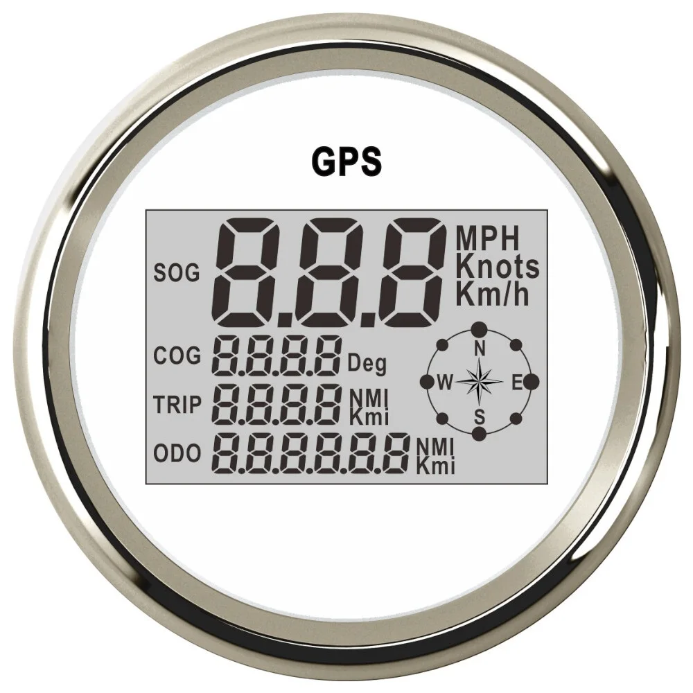 

85mm Digital Boat Motorcycle GPS Speedometer 0~999 Knots MPH Km/h Adjustable GPS Speed Gauge 12V/24V