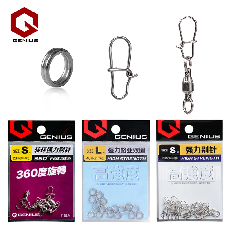 

Fishing Split Rings Stainless Steel Bearing Rolling Snaps Fast Lock Clips Safety Connector Accessories Tackle For Lures Hooks