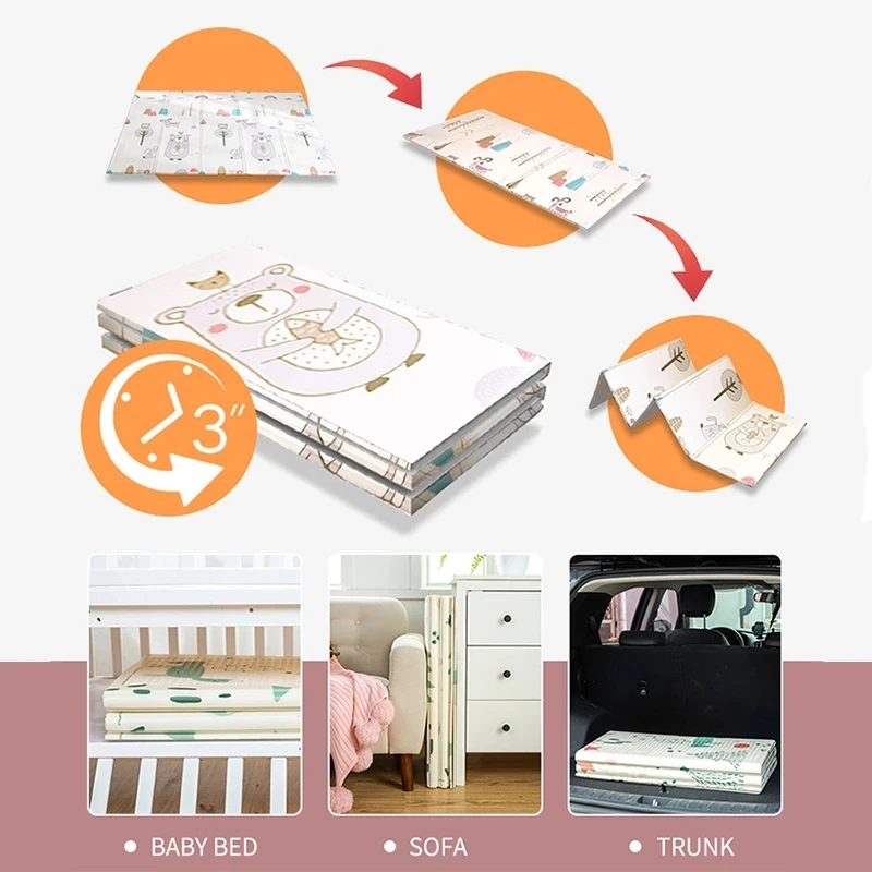 Детский игровой коврик Educhild Baby Play Mat Portable Foldable Climbing Pad Eco-friendly XPE Playmat Thicker Waterproof Non-slip Kid Game Activity Rug.