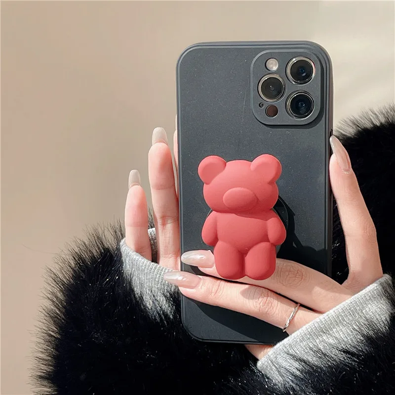 

3D Cute Cartoon Bear Bracket Ring Holder Stand Case For Samsung A10 A20 A30 A40 A50 A42 A12 A32 A52 A51 A71 A22 Soft Phone Cover
