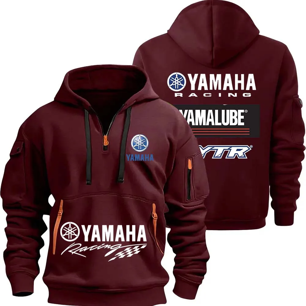 Фото Yamaha YamaLube логотип мотоциклетная гоночная команда мужская толстовка с капюшоном на молнии весенняя мужская толстовка модный спортивный мужской пуловер одежда №2