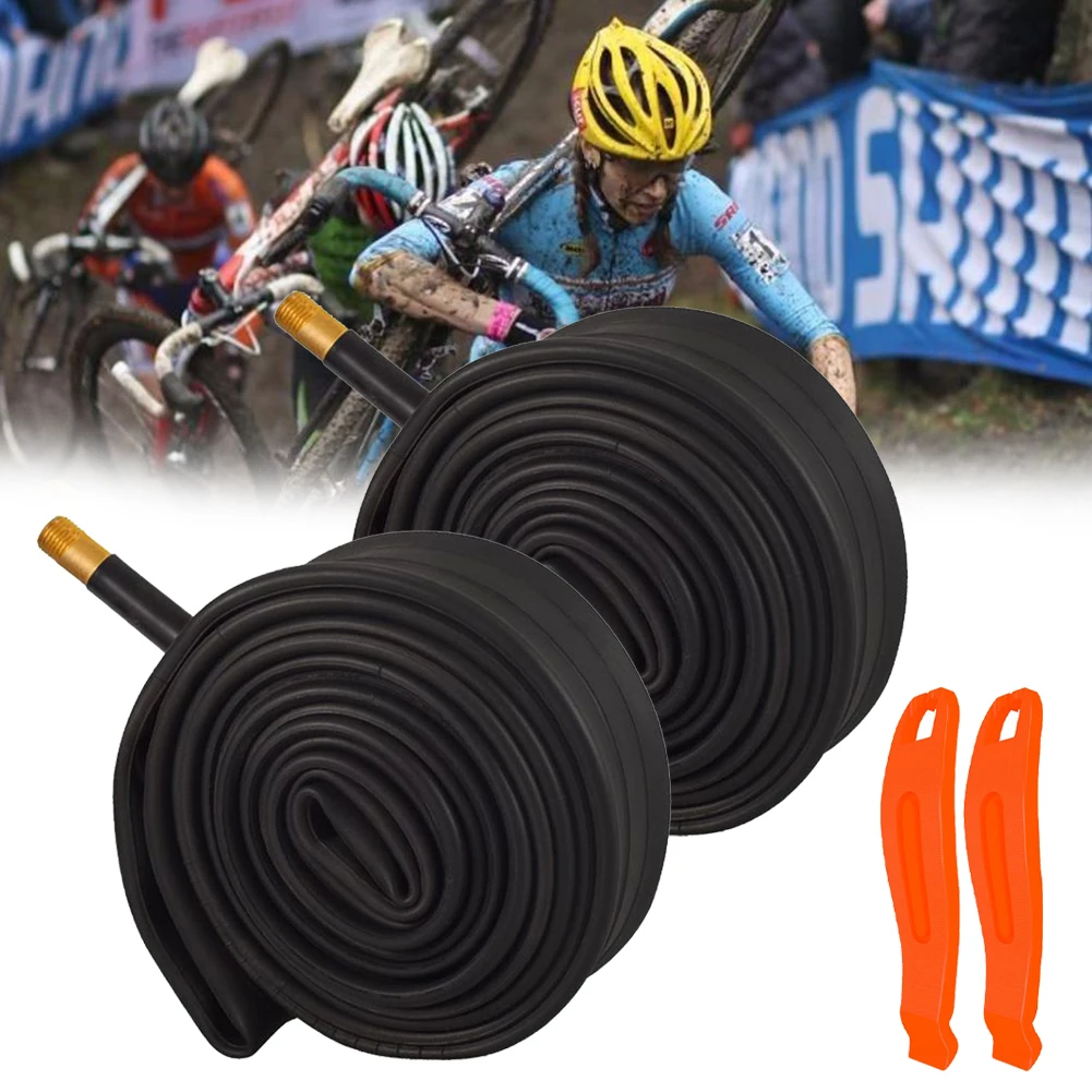 

2 Pack Of 26 Inch Bike Tube 26x1.75/1.95/2.10/2.125 Bicycle Tube With 2 Tire Levers Mountain Bike MTB Inner Tube Butyl Rubber