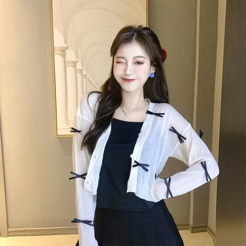 Женский тонкий вязаный кардиган Солнцезащитный Универсальный в стиле Харадзюку