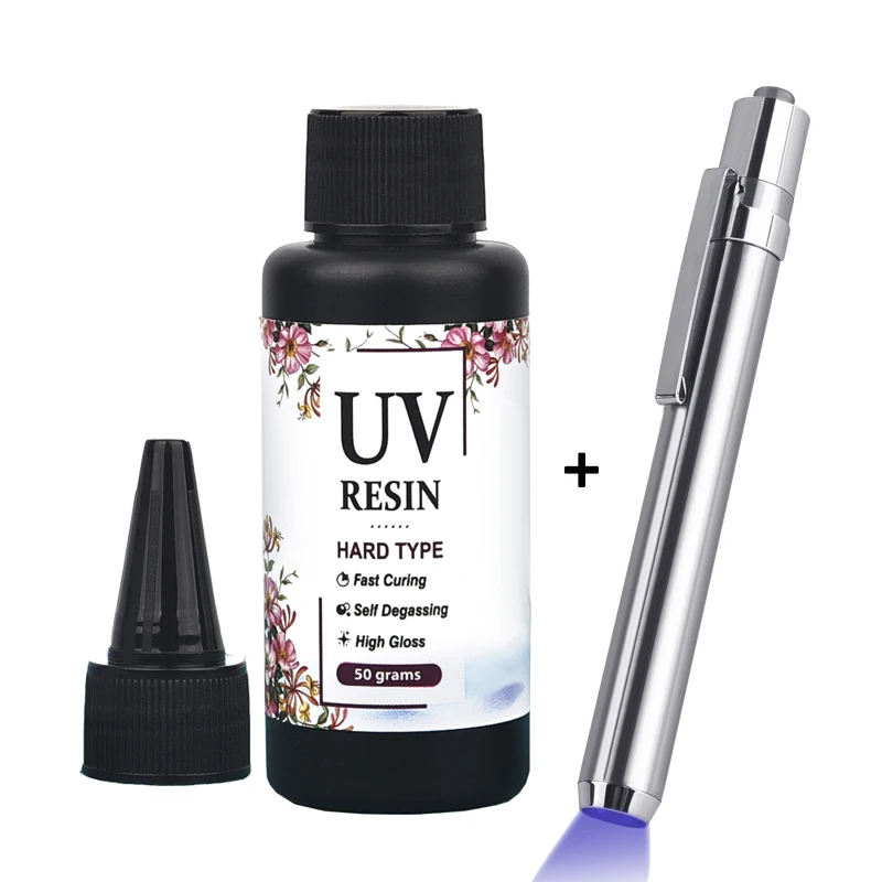 

20 г 50 г УФ-клей из смолы Набор УФ-ручек Быстросохнущий прозрачный клей из твердой эпоксидной смолы для изготовления ювелирных изделий Склеивание стекла Металл Дерево DIY Craft