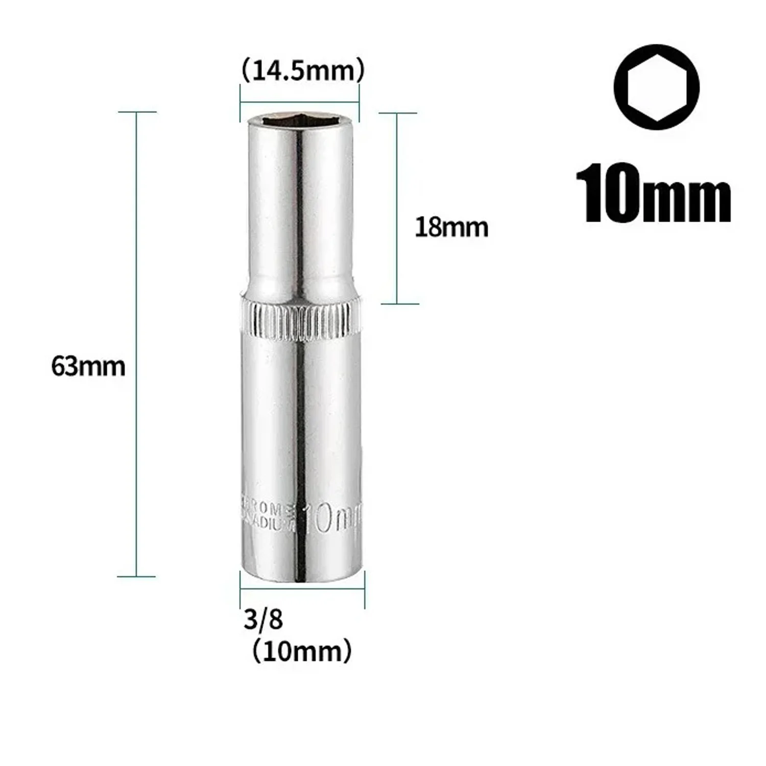 

Адаптер торцевой 3/8 дюйма хромованадиевый серебристый