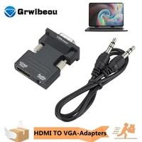 hdmi compatible to vga converter with 3 5mm audio cable for ps4 pc laptop tv monitor projector 1080p hd female to vga male adapt