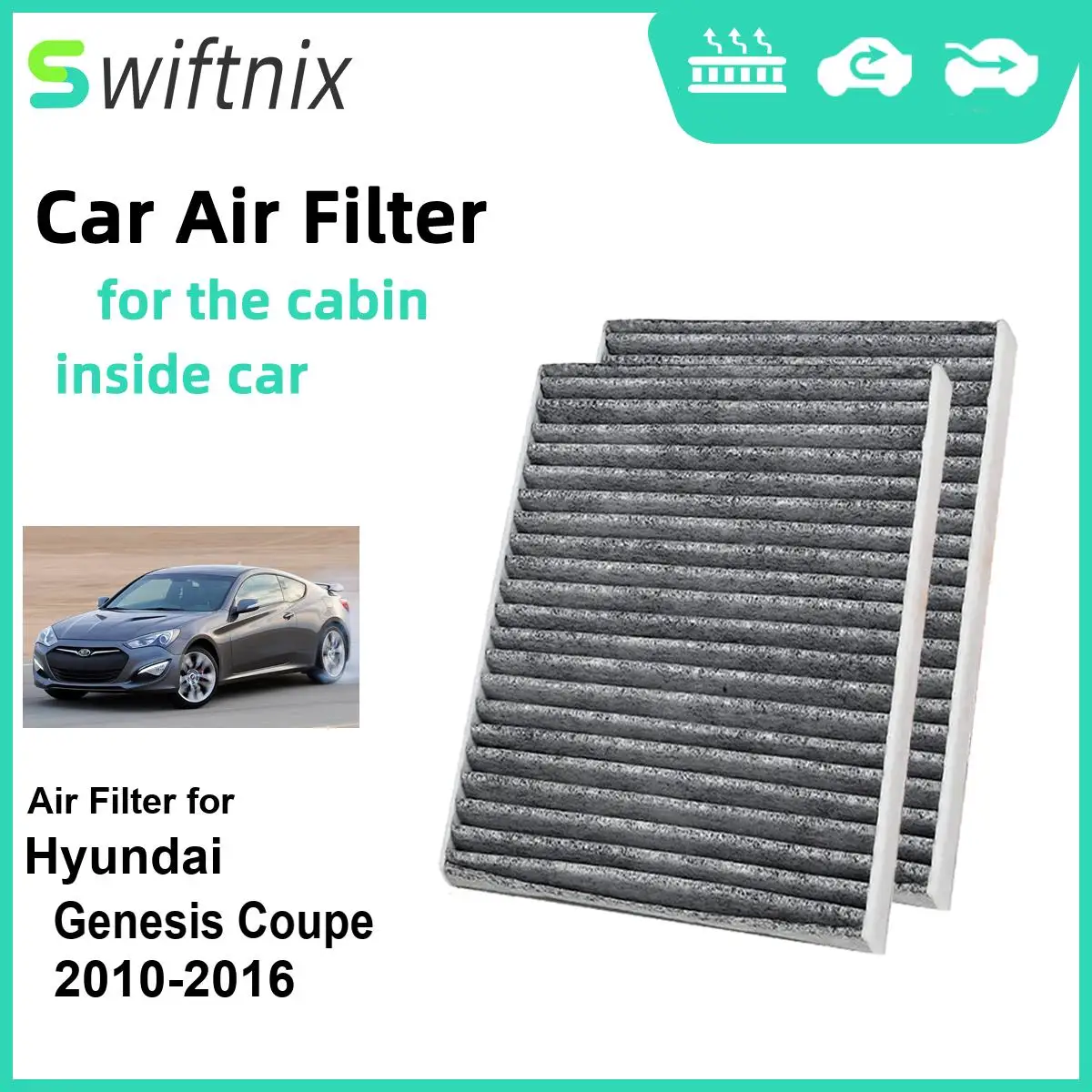 Воздушный фильтр Calm Carbon Fiilter для Hyundai Genesis Coupe 2010-2016 CF10709 08790-2E200 08790-2E200A 2 шт.