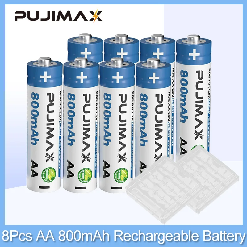 

PUJIMAX 8Pcs AA 800mAh Rechargeable Batteries Mercury-free Cadmium-free Universal Fingerprint Lock Doorbell Alarm Clock Durable