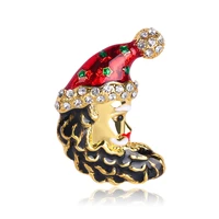 tulx enamel santa claus brooches for women rhinestones christmas hat brooch pins coat accessories jewelry
