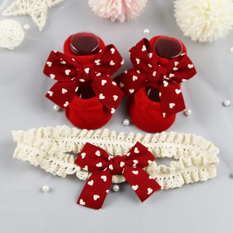 

2pcs Baby Shoes Headband Set Princess Shoes Rubber Band Soft Stretch First Walk Floor Shoes Infant Girls Baby Shower Gift