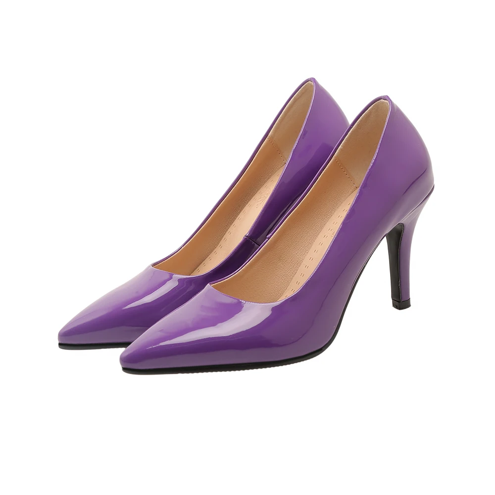 Big Size Office Party Women Pumps White Red Patent Leather High Thin Heel Pointed Toe Casual Dress Multicolor Leopard Lady Shoes