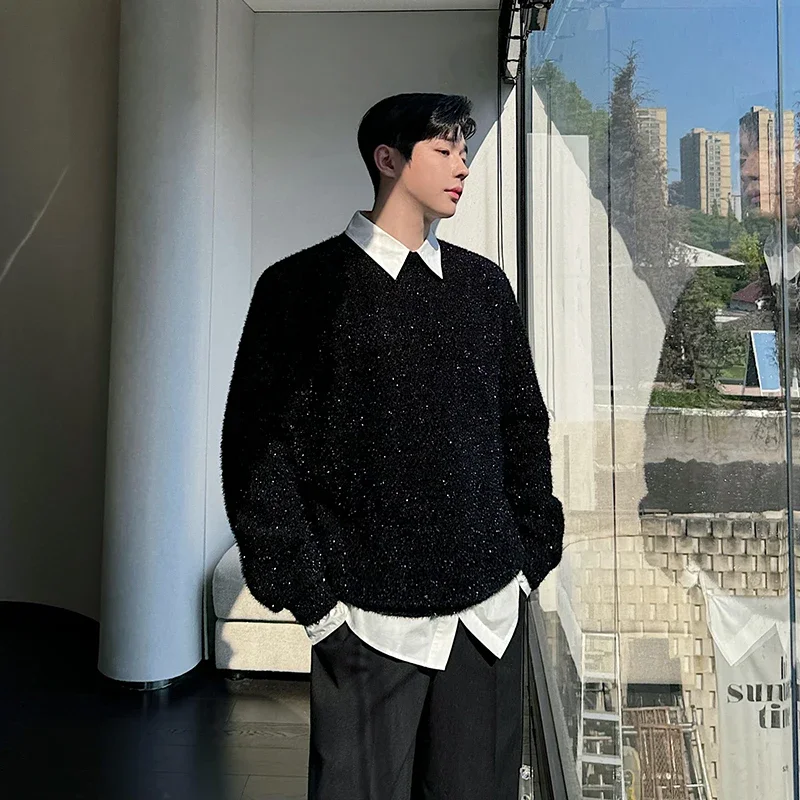 Свитер в стиле старых денег мужские яркие черные винтажные Свободные