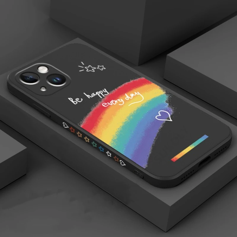 

Rainbow Pattern Silicone Phone Case for IPhone 14 13 12 11 Pro Max XR XS X 7 8 Plus SE 14 Pro 13 11 Shockproof Smile Soft Cover