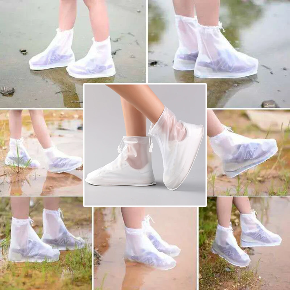 

Thick Waterproof Shoe Cover with Waterproof Layer Rain Boot Cover Men Women's Reusable Rain Boot Cover Non-slip Wear-resistant