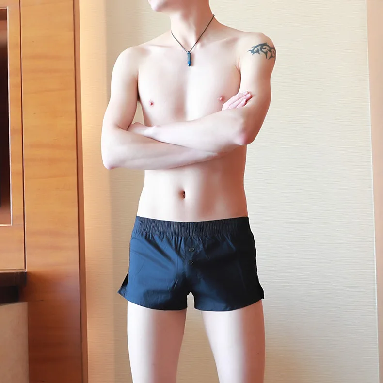 

Boxershorts Men Cotton Underwear Boxer Shorts Mens Swim Trunks Home Panties Sleep Bottom Pajama Split Underpants Male Button
