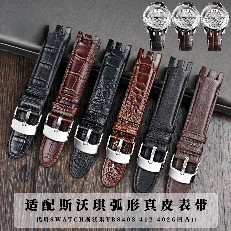 Ремешок из натуральной кожи для часов Swatch Yrs403 412 402 г ремешок воловьей мужских с