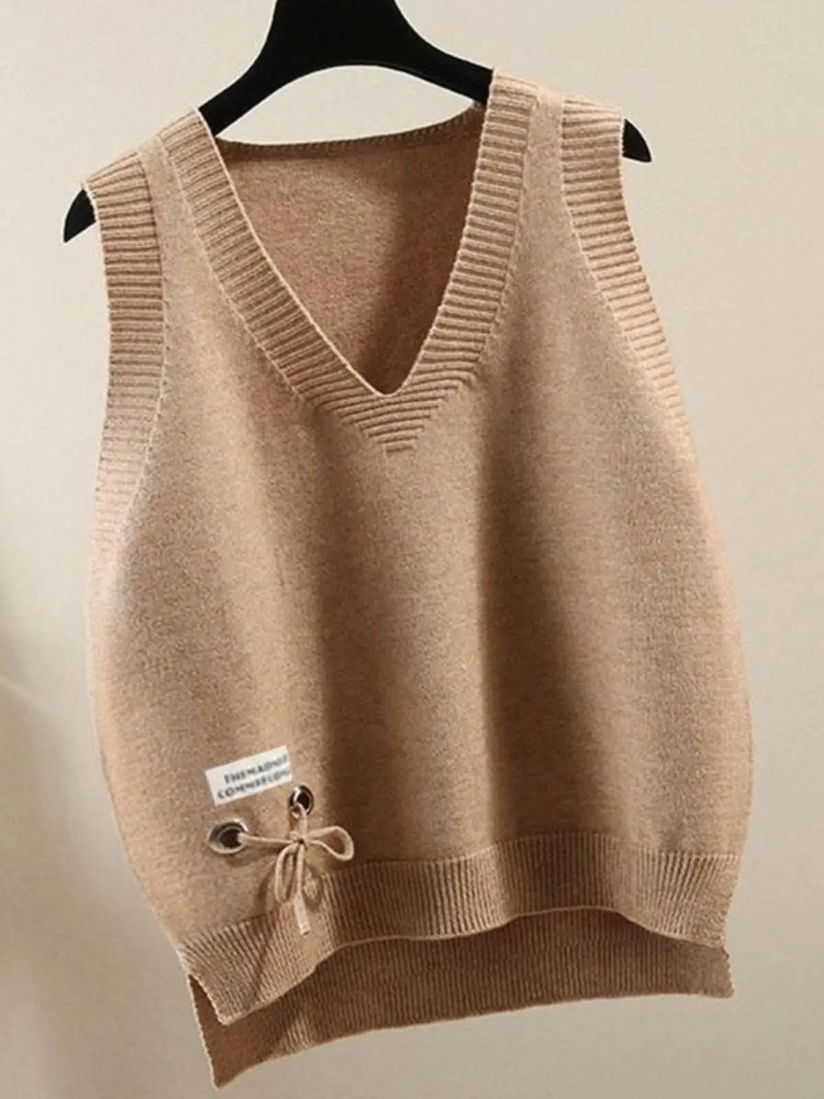 Spring and Autumn Vest Women Short V-neck Knitted Korean Sle Sweater Waistcoat Fashion All-Match Loose Bottoming...