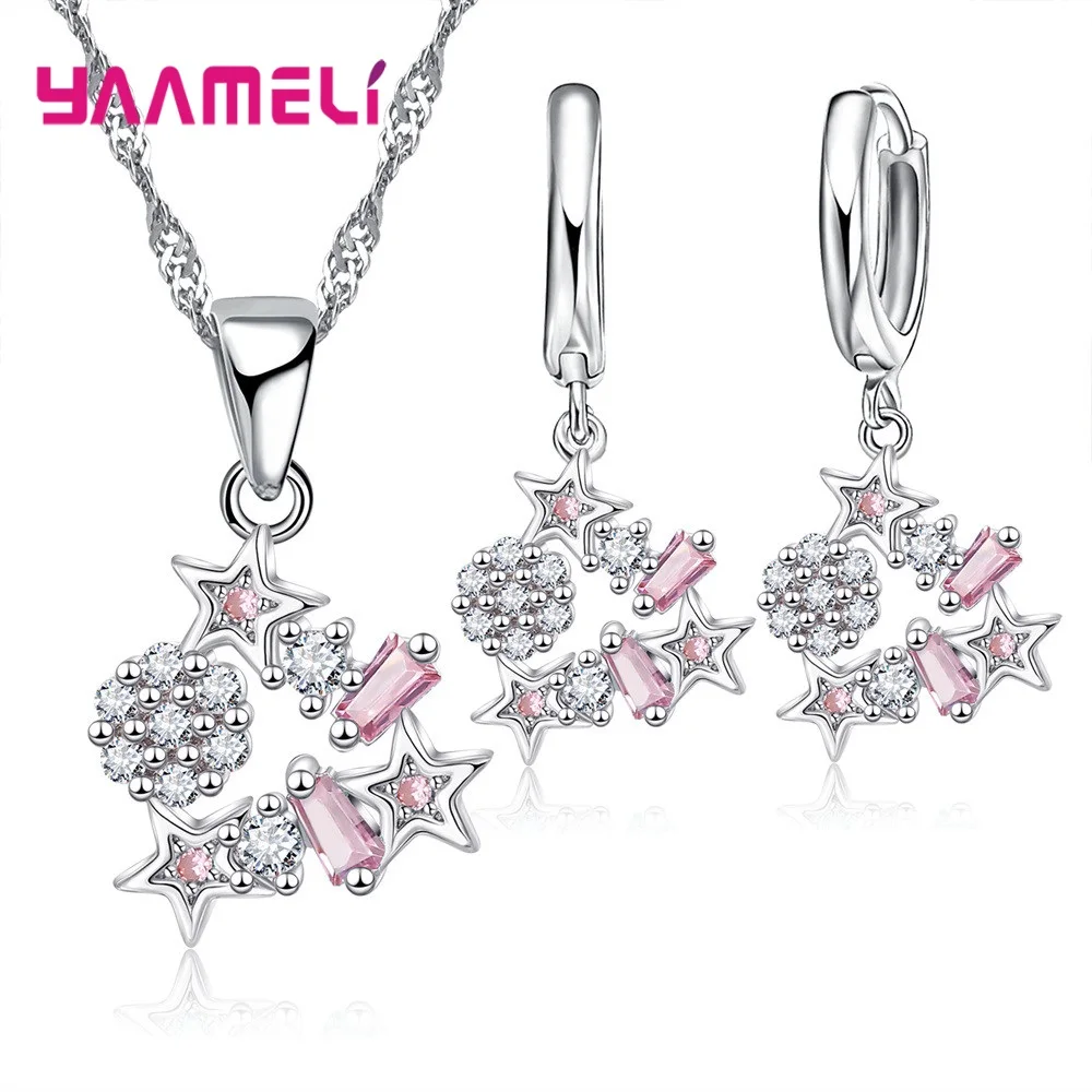 Женский комплект из колье и серёг серебра 925 пробы