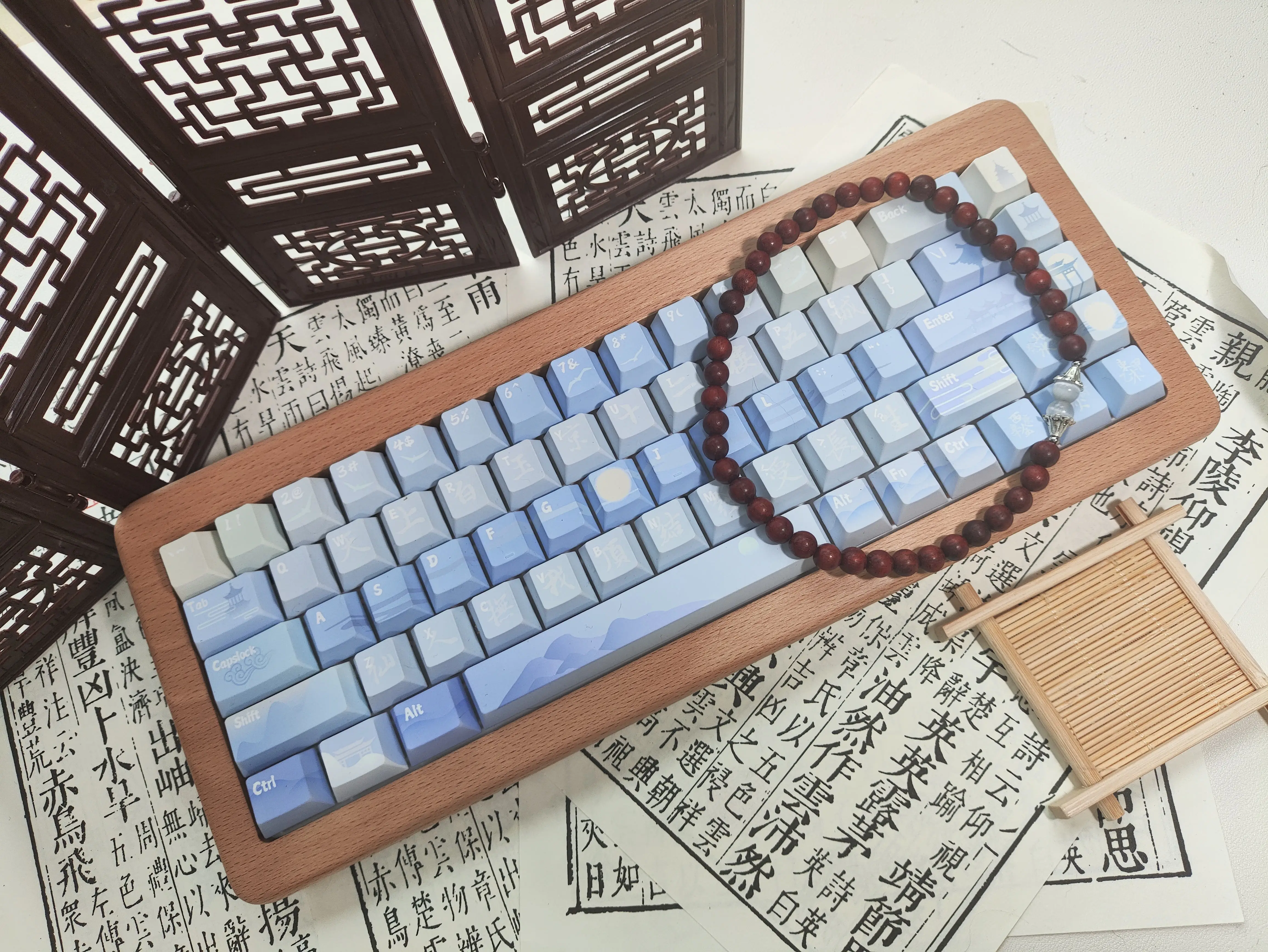 Комплект беспроводной клавиатуры из букового дерева Cirrus68 3 режима 68 клавиш