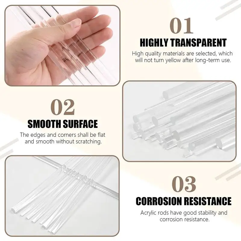 ПРОЗРАЧНЫЙ АКРИЛОВЫЙ СТЕКЛЯННЫЙ СТЕРЖЕНЬ 1мм-20мм ДИАМЕТРА x100/200/250/300мм ДЛИНЫ ОКРУГЛЫЙ ПЕРСПЕКСНЫЙ ТВЕРДЫЙ СТЕРЖЕНЬ.