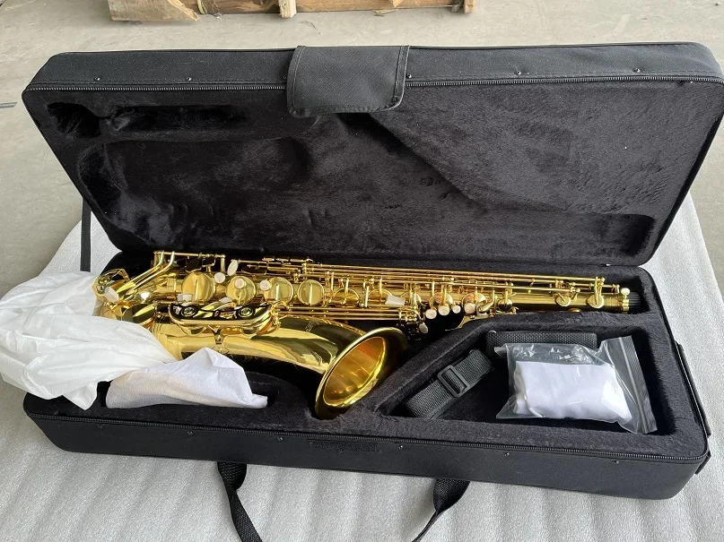 Aiersi Высококачественный тенор-саксофон с лакированным желтым латунным золотом