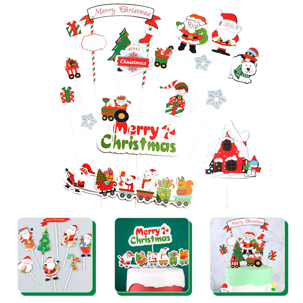 

Cupcake Topper Cake Christmas Picksdecorations Cakes Toppers Merry Holiday Santa Snowman Party Tree Decorunique Inserts Kids