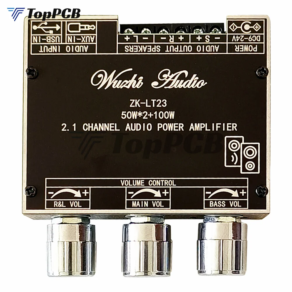 TWS-усилитель мощности Wuzhi Audio APP 50 Вт + 100 2 1 каналов Bluetooth 5