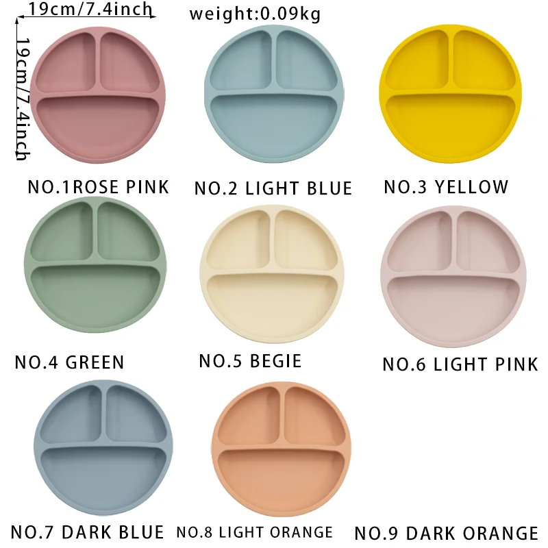 Безопасная силиконовая обеденная тарелка для малышей однотонная Милая