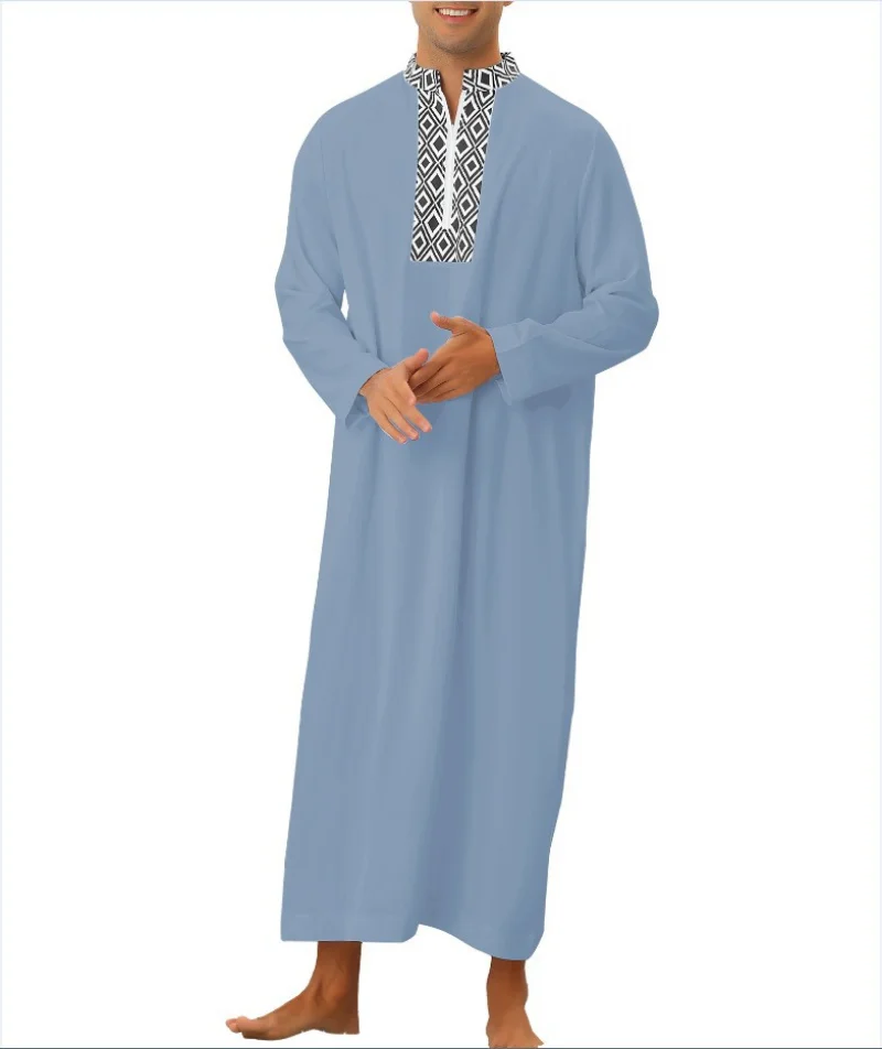 Muslim Fashion Men's Loose Robe Ramadan Eid Arab Dubai Pocket Zipper Shirt Robe Abaya Jubba  Thobes Kaftan Islamic Clothing 2023