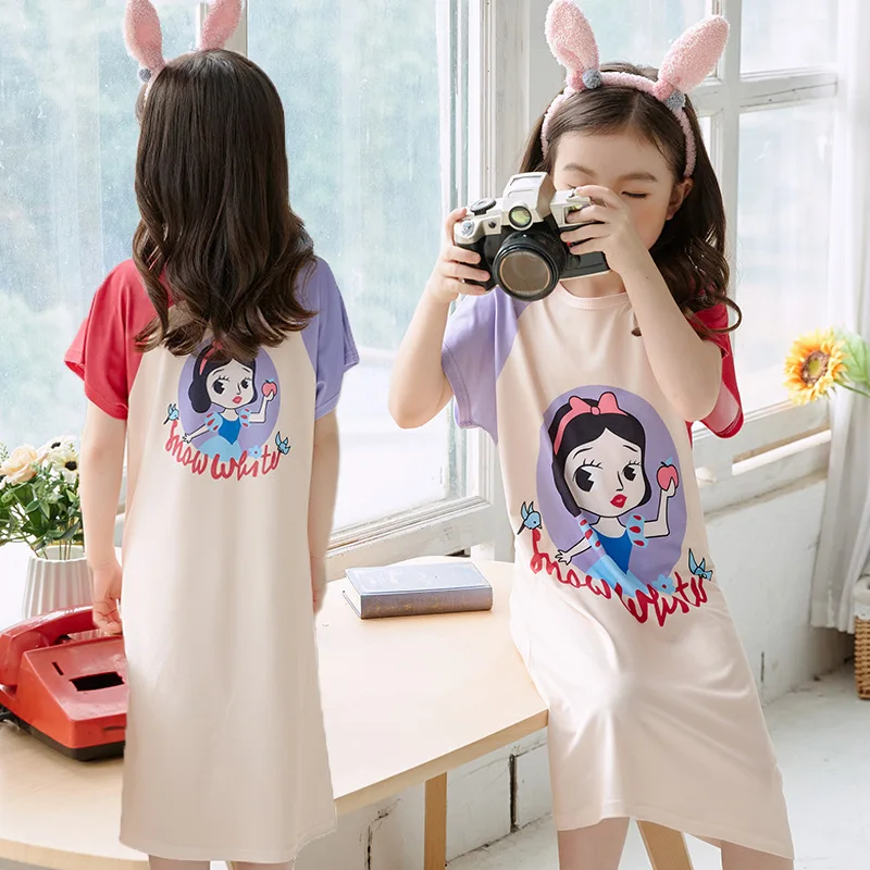 

Children Nightdress Summer Little Girl Pajamas Kids Sleepwear Cute Cartoon Short-sleeved Baby Sleep Dress Home Clothes Dresses