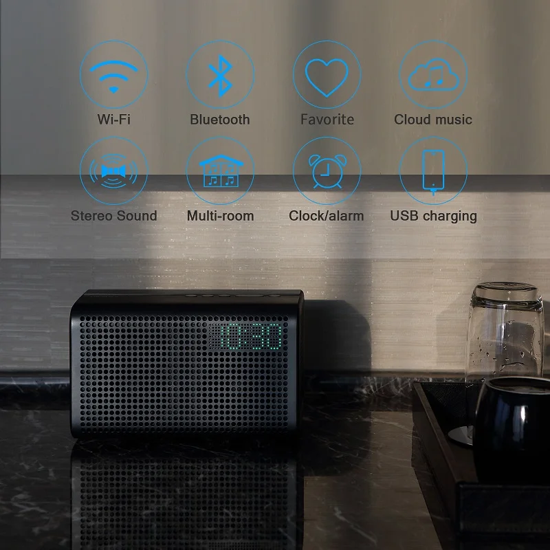 

GGMM E3 Bluetooth Speaker WiFi Wireless Speaker Bluetoth Alexa Speaker Support DLNA for iOS Android Windows With Alarm Clock
