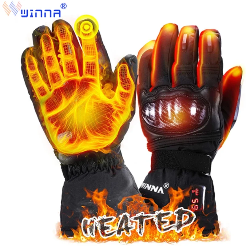 Men and women electric motorcycle heating gloves with 2200mah battery touch screen heating ski gloves and snowboard gloves