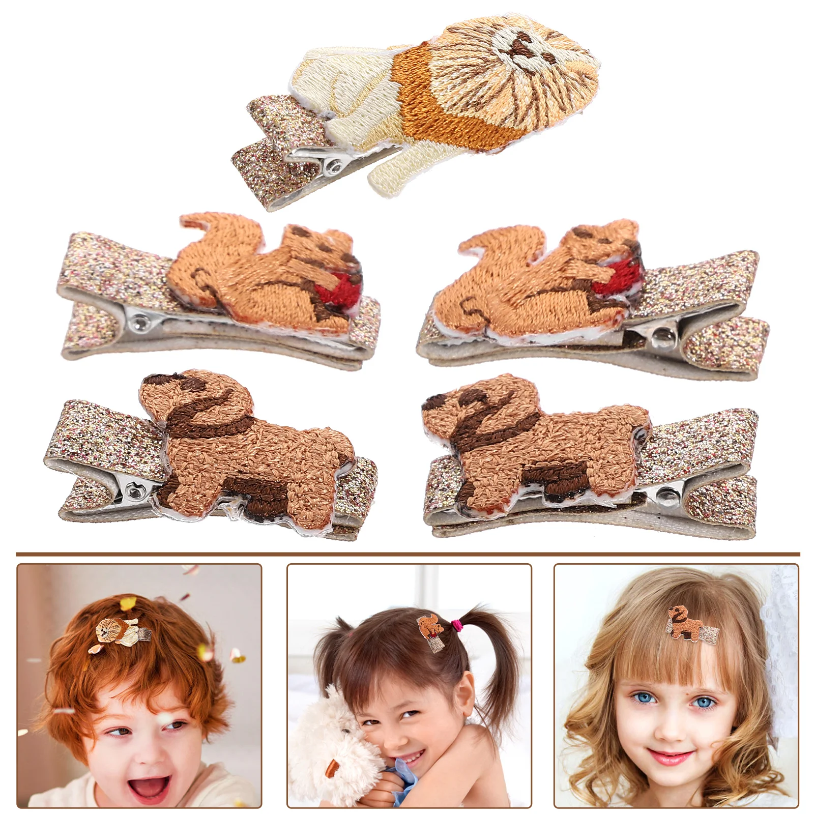 

5 Pcs Girls Hair Accessories Kids Barrettes Fine Clips Cute Cloth Child Tongs