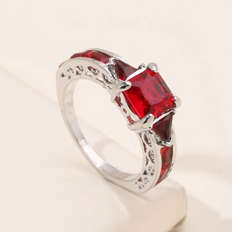 

Женское Обручальное кольцо с красным Цирконом в европейском и американском стиле