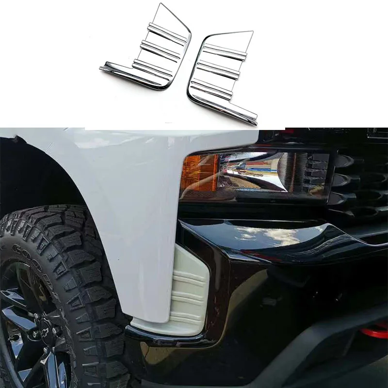 

Front Bumper Fog Light Trim Foglight Lamp Cover Reflective Sticker Decor Car Accessories For Chevrolet Silverado 2019 2020